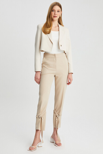 Womens Leg Detail Fleto Pocket Fabric Trousers