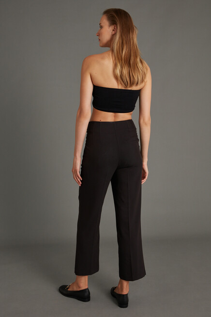  Kadın Siyah Belden Pensli Klasik Kumaş Pantolon