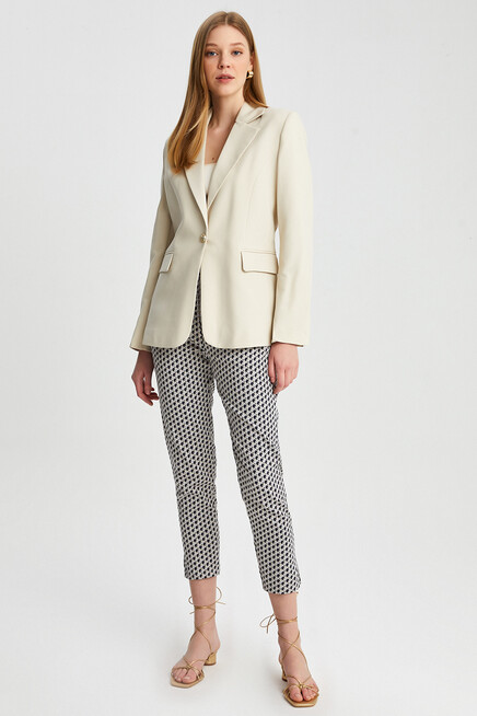 Kadın Tek Düğmeli Dar Kalıp Blazer Ceket