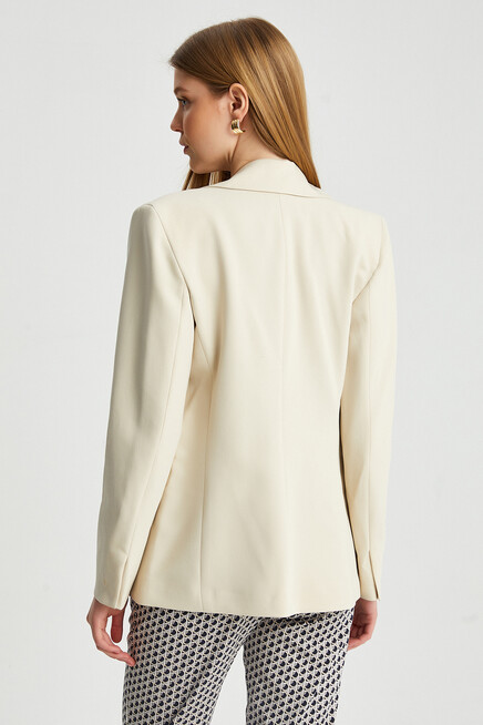 Kadın Tek Düğmeli Dar Kalıp Blazer Ceket