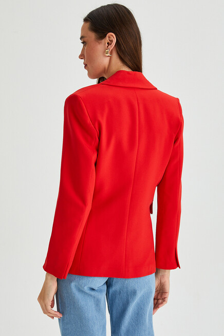 Kadın Tek Düğmeli Dar Kalıp Blazer Ceket