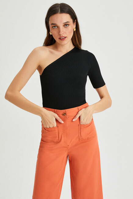 Womens One-Shoulder Detailed Knitwear Blouse