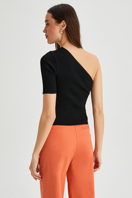 Womens One-Shoulder Detailed Knitwear Blouse