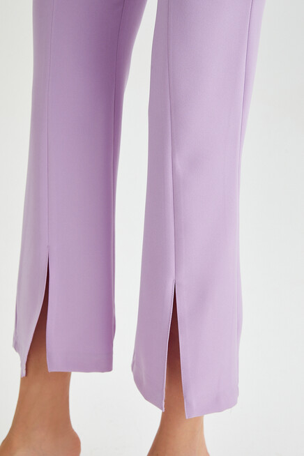 Womens Side Pleated Hem Slit Fabric Trousers