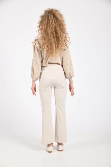 Womens Side Pleated Hem Slit Fabric Trousers