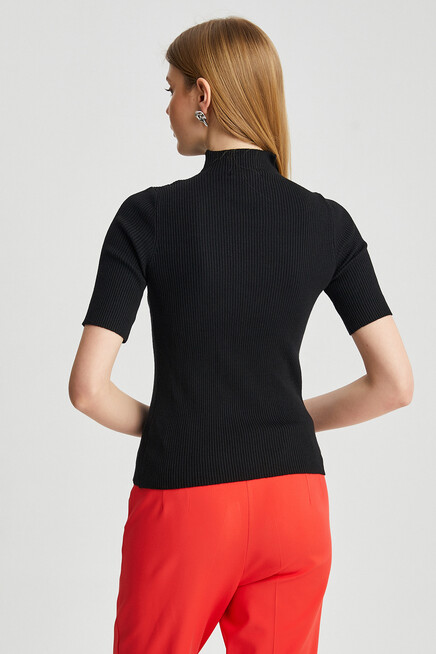 Womens Half Turtleneck Short Sleeve Basic Knitwear Blouse