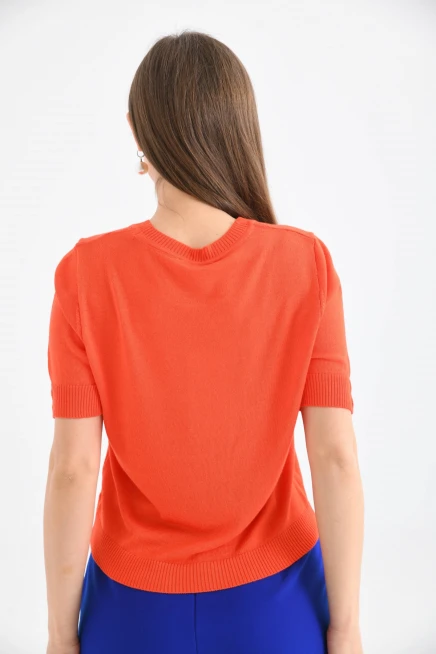 Kadın Nar Rengi Yarım Kollu Triko