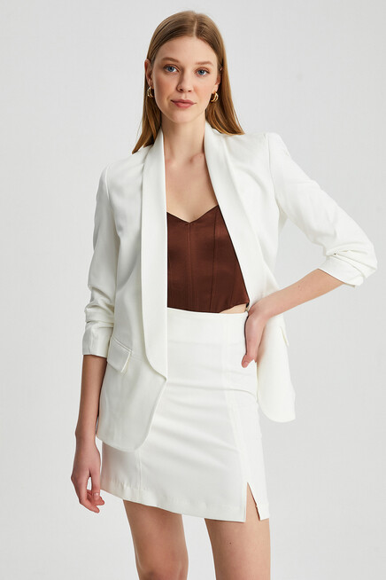 Sleeve Pleated Boyfriend Jacket