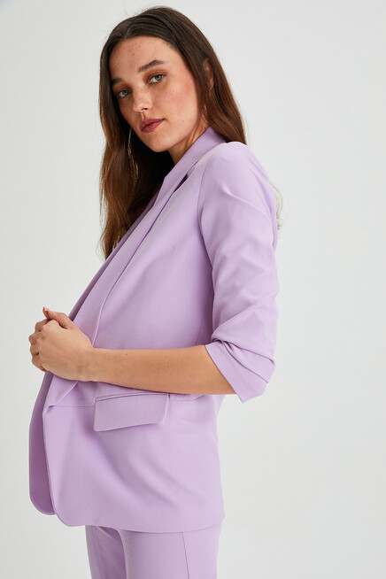 Sleeve Pleated Boyfriend Jacket