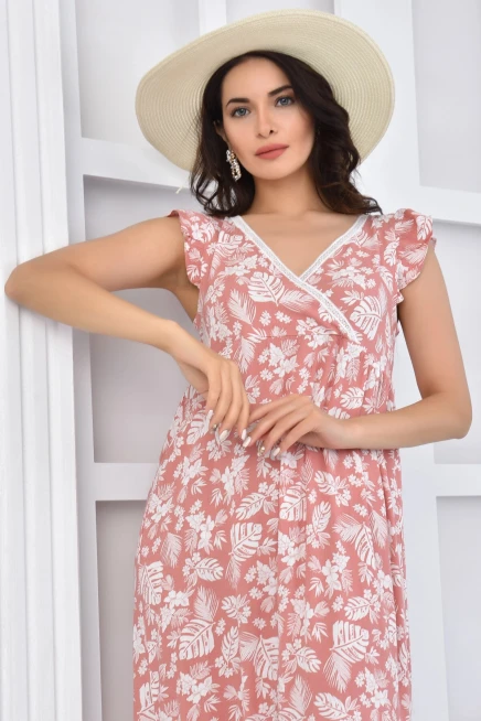 Fırfırlı Kruvaze Uzun Elbise