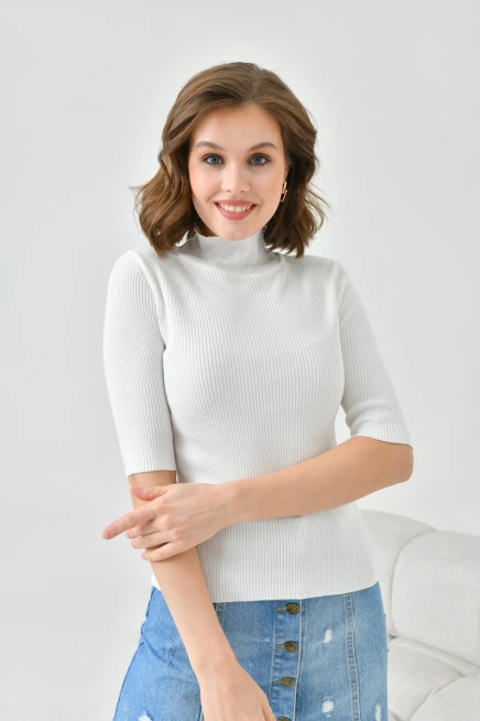 Kadın Balıkçı Yaka Slim Triko Kazak