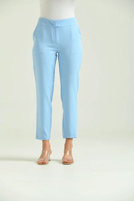 Kadın Bebe Mavi Düğme Datay Kumaş Pantolon