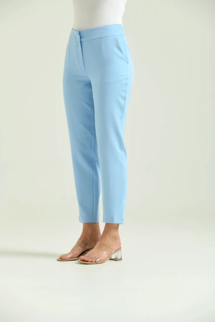 Kadın Bebe Mavi Düğme Datay Kumaş Pantolon