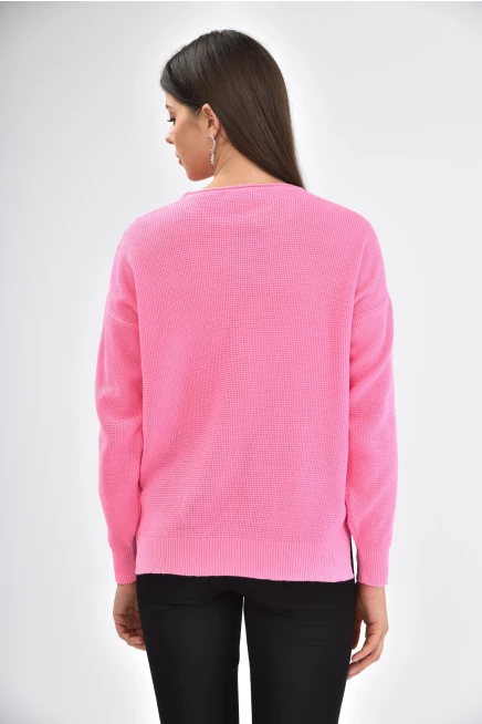 Bisiklet Yaka Arkası Uzun Yırtmaçlı Mevsimlik Triko Kazak