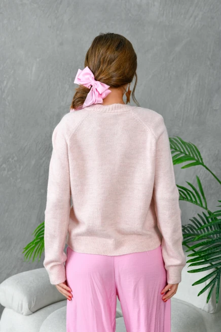 Kadın Bisiklet Yaka Desenli Triko Kazak