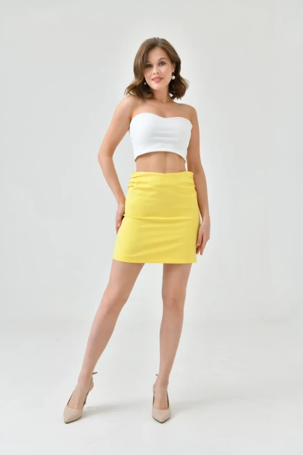 Womens Pleated Detailed Fabric Skirt