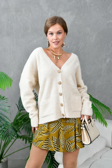 Kadın Cep Detay Triko Hırka