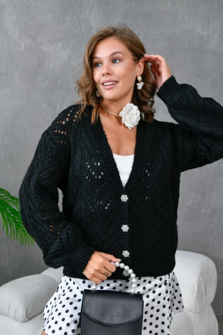 Kadın Desenli Triko Hırka