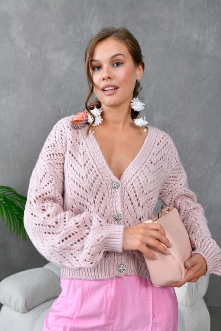 Kadın Desenli Triko Hırka