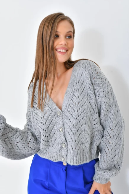 Kadın Desenli Triko Hırka