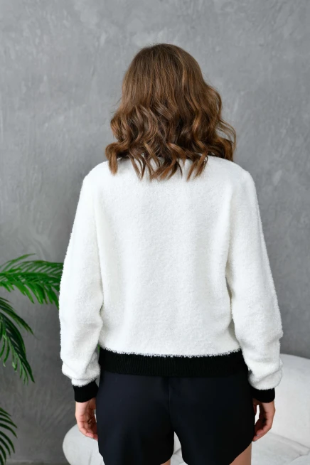 Kadın Düğme Detay Bürümcük Triko Hırka