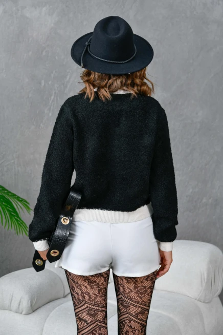 Kadın Düğme Detay Bürümcük Triko Hırka