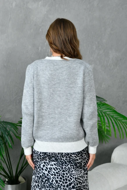 Kadın Düğme Detay Salaş Triko Hırka