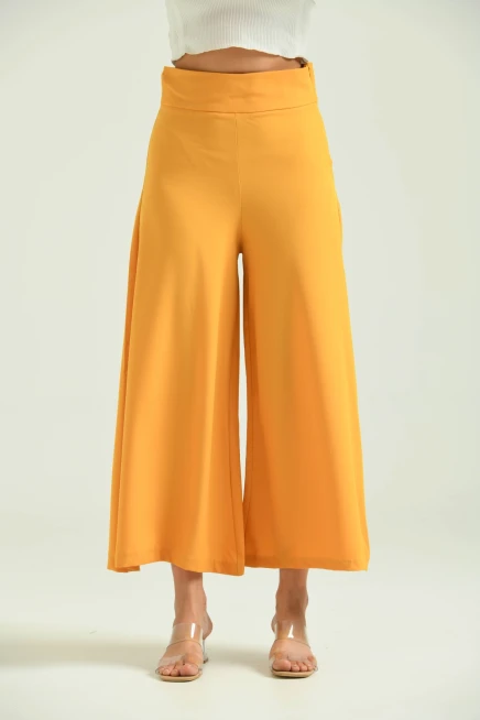Kadın Hardal Yüksek Bel Etek Pantolon