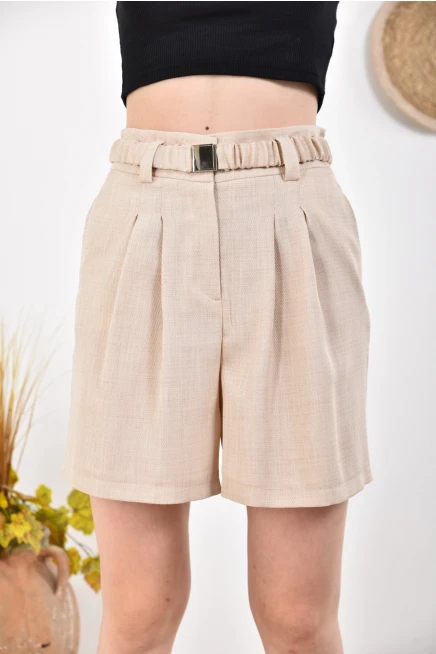Womens Belt Pocket Detailed Pleated Bermuda