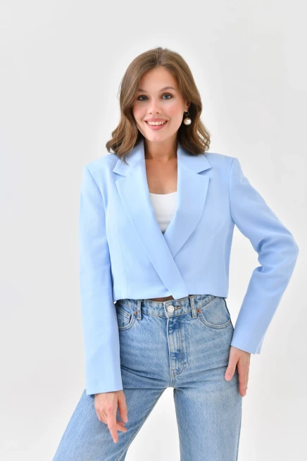 Womens Double Breasted Short Blazer Jacket