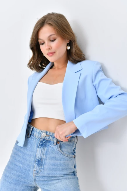 Womens Double Breasted Short Blazer Jacket