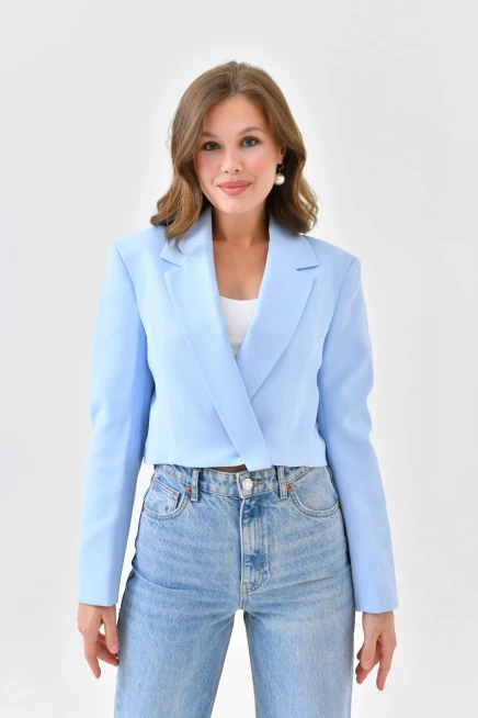 Womens Double Breasted Short Blazer Jacket
