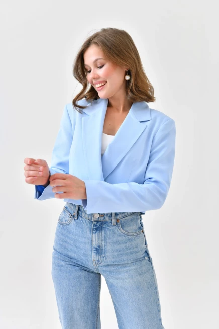 Womens Double Breasted Short Blazer Jacket