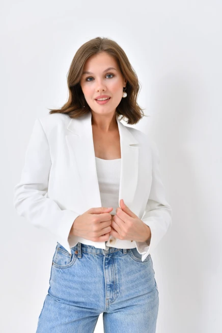 Womens Double Breasted Short Blazer Jacket