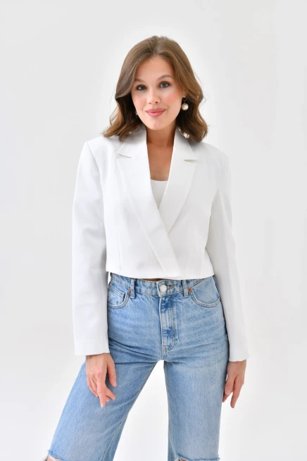 Womens Double Breasted Short Blazer Jacket