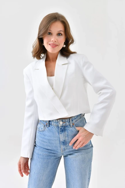 Womens Double Breasted Short Blazer Jacket