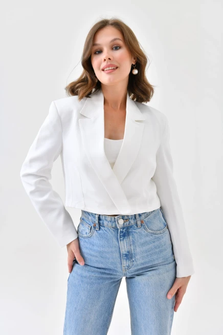 Womens Double Breasted Short Blazer Jacket