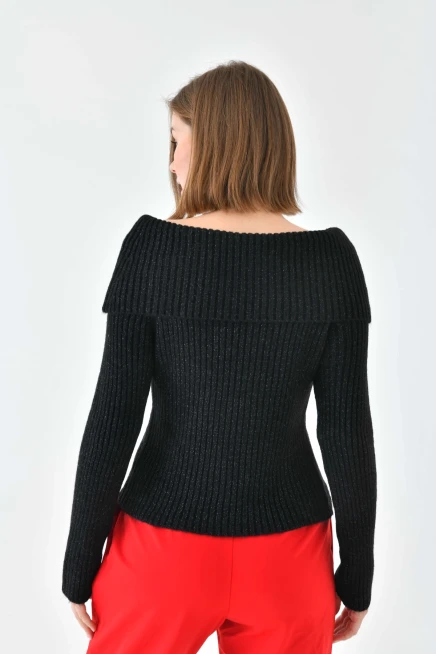 Kadın Madonna Yaka Slim Triko Kazak