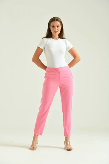 Kadın Pembe Basic Kumaş Pantolon