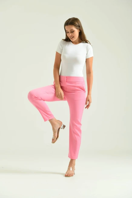 Kadın Pembe Basic Kumaş Pantolon