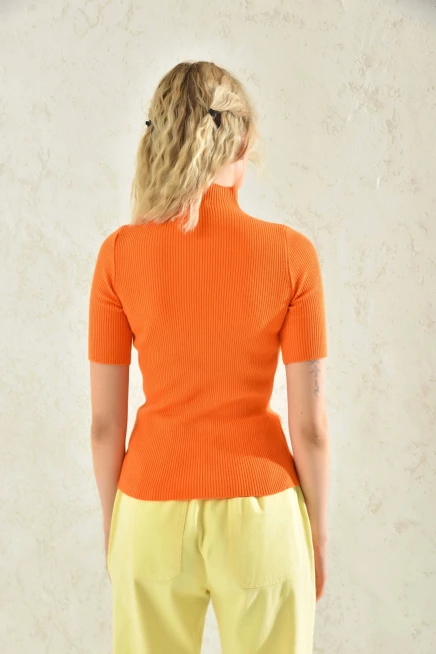 Womens Half Turtleneck Short Sleeve Basic Knitwear Blouse