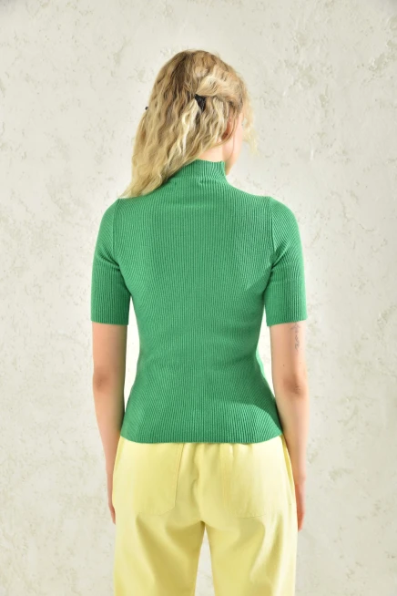 Womens Half Turtleneck Short Sleeve Basic Knitwear Blouse