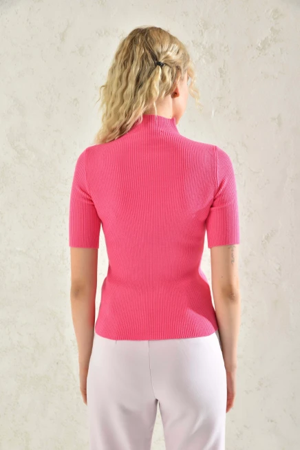 Womens Half Turtleneck Short Sleeve Basic Knitwear Blouse