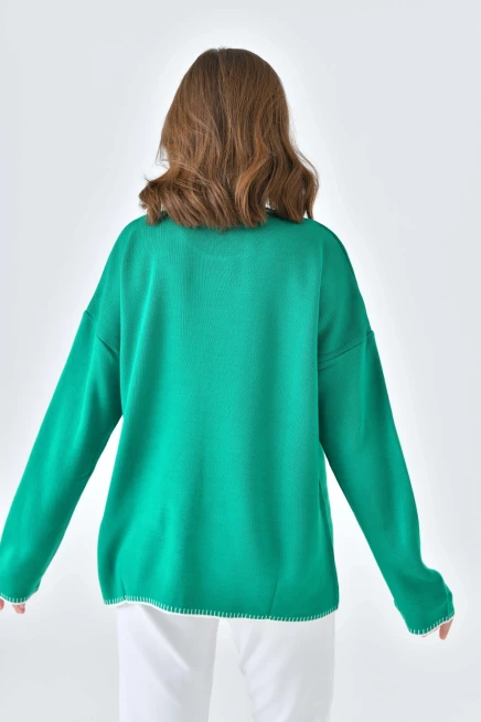 Oversize Bisiklet Yaka Basic Triko Kazak