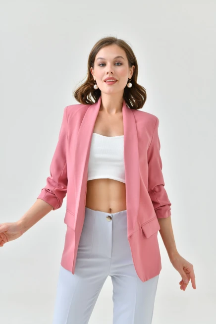 Sleeve Pleated Boyfriend Jacket