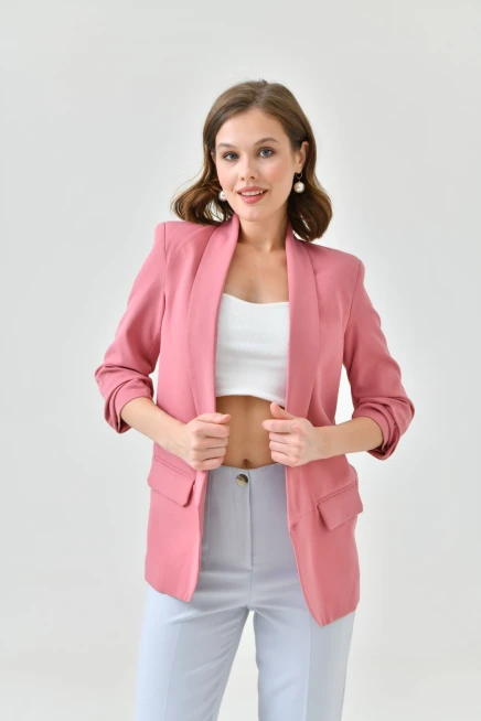 Sleeve Pleated Boyfriend Jacket