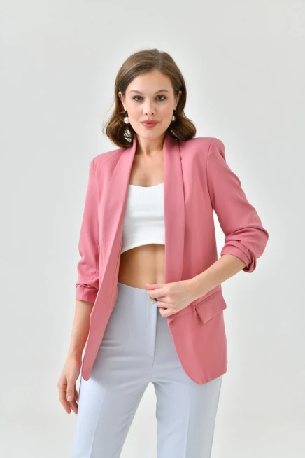 Sleeve Pleated Boyfriend Jacket
