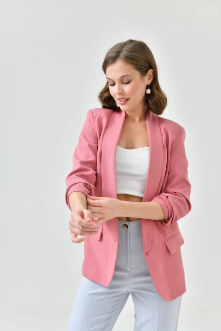 Sleeve Pleated Boyfriend Jacket