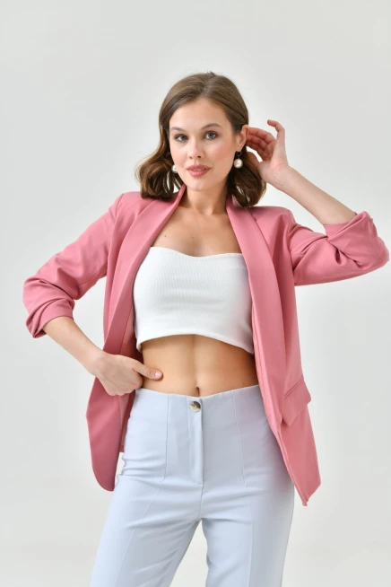 Sleeve Pleated Boyfriend Jacket