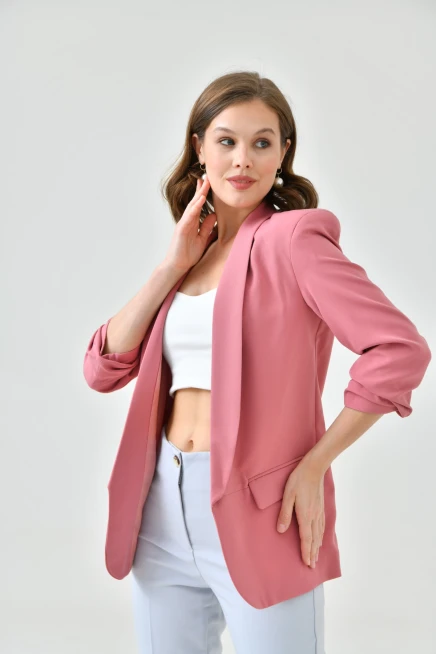 Sleeve Pleated Boyfriend Jacket